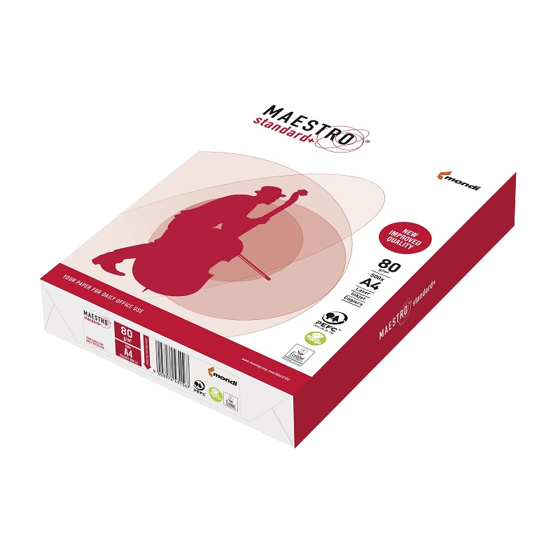 Папір для друку MAESTRO standard+ A4, 80 г/м2, 500 арк., білий